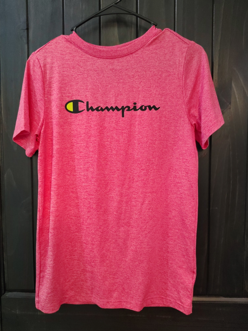 Champion Bright Pink Logo Short Sleeve Tee
